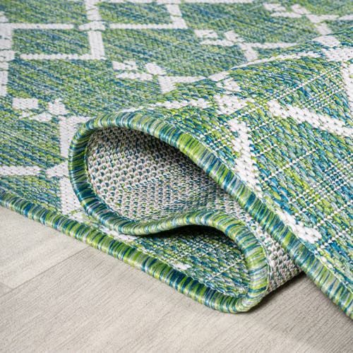 Jonathan Y Ourika Moroccan Geometric Textured Weave Indoor/outdoor Area Rug In Green/cream