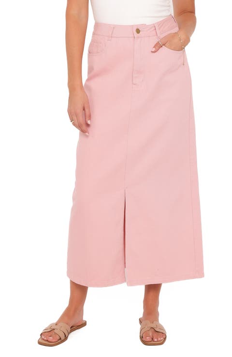 Dana Front Slit Denim Midi Skirt