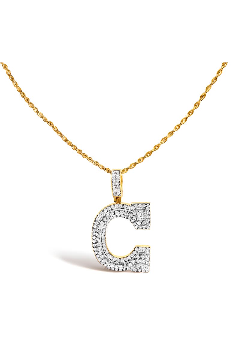 Haus of Brilliance Men's 10K Yellow Gold 1 3/4 Cttw Diamond Letter C Initial Pendant Necklace, Main, color, Yellow Gold