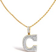 Haus of Brilliance Men's 10K Yellow Gold 1 3/4 Cttw Diamond Letter C Initial Pendant Necklace