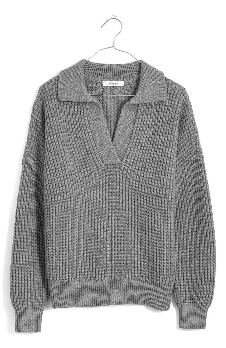 Madewell Waffle Knit Henley Sweater, Alternate, color,