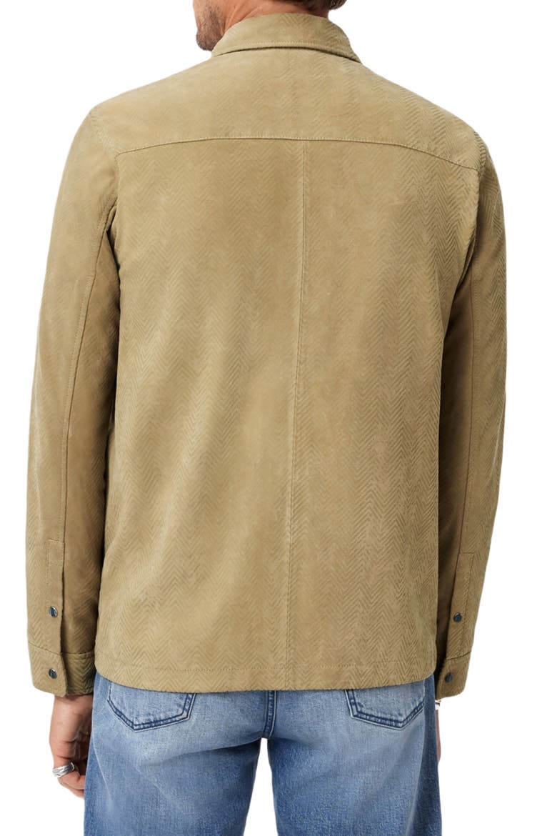Jonah Herringbone Pattern Leather Overshirt, Alternate, color, DARK TAN
