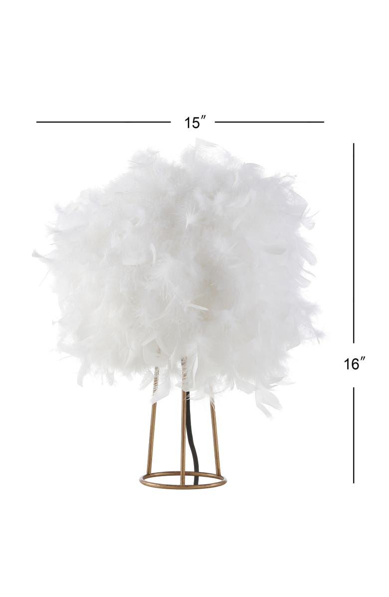 JONATHAN Y Stork Feather Metal LED Table Lamp, Alternate, color, White/Gold