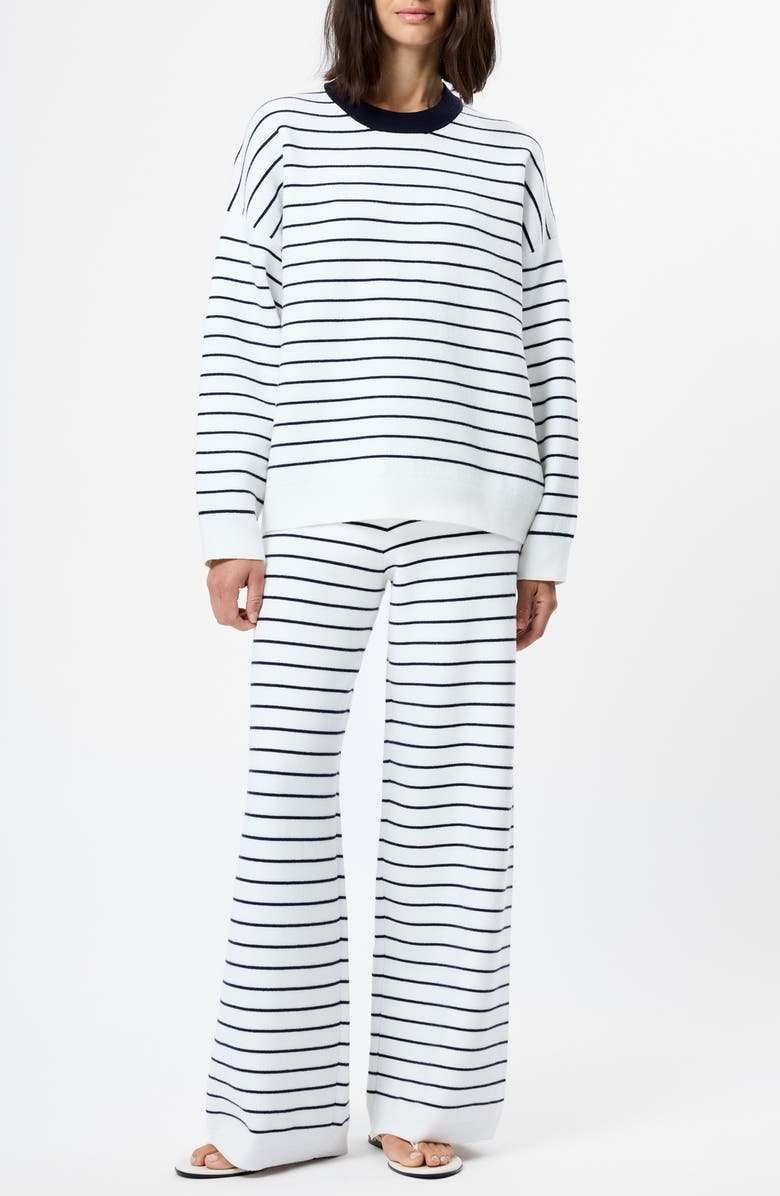 French Connection Marley Striped Knit Wide Leg Pants, Alternate, color, 10-White-Marine
