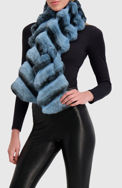 Lyla Grant Fur-free Chinchilla (faux Fur) Pull-through Scarf In Blue