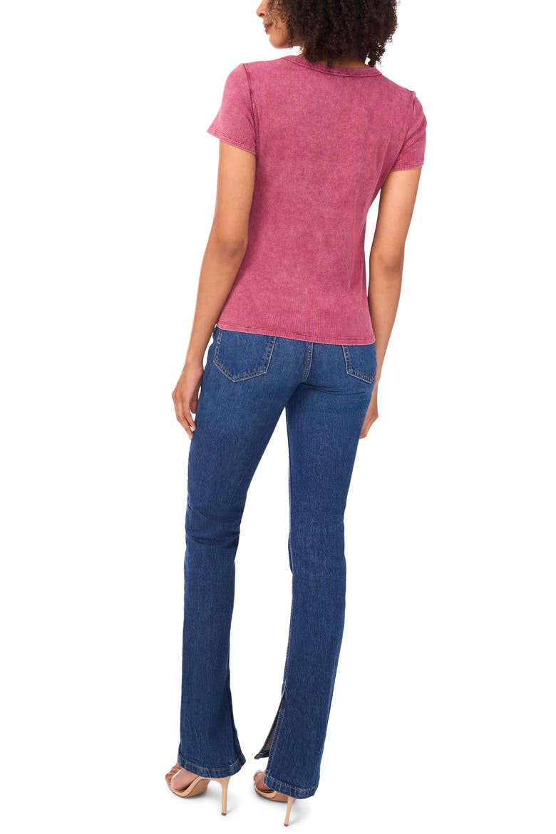 Ribbed Washed T-Shirt, Alternate, color, RHODODENDRON