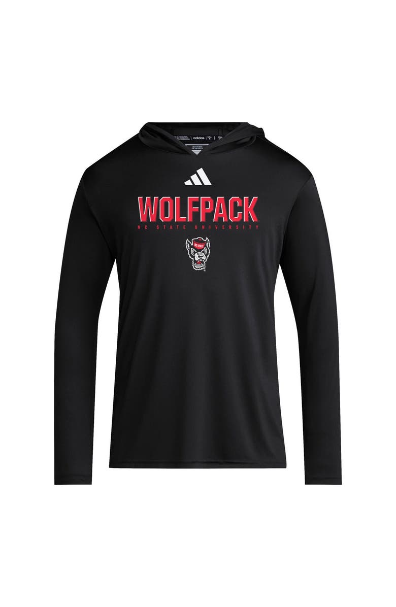 adidas Men's adidas Black NC State Wolfpack 2025 Sideline Training Long Sleeve Hooded T-Shirt, Alternate, color, Black