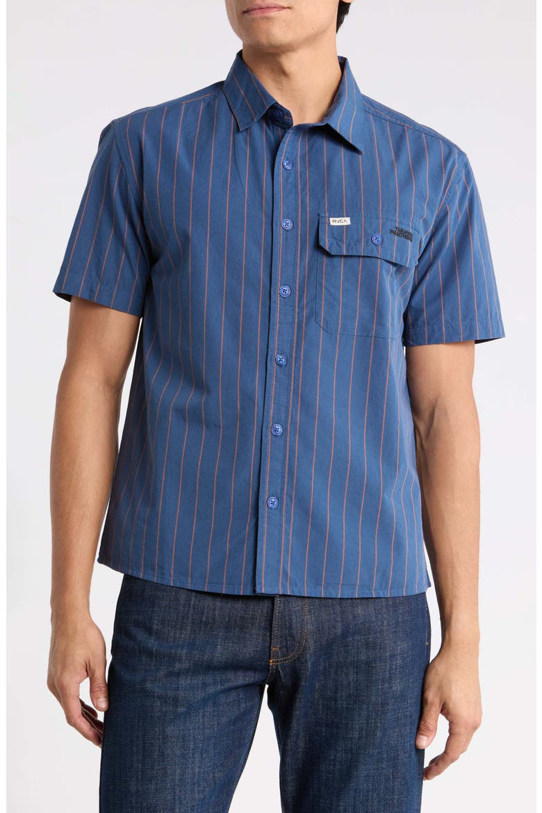 Dayshift Stripe Button-Up Shirt, Main, color, MOODY BLUE