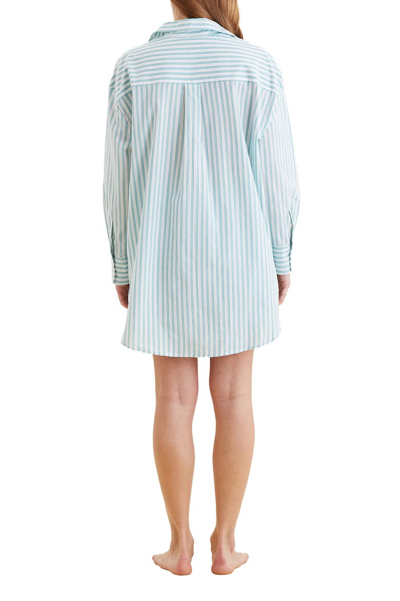 Double Stripe Short Cotton Pajamas, Alternate, color, WHITE/ BLUE TURQUOISE STRIPE