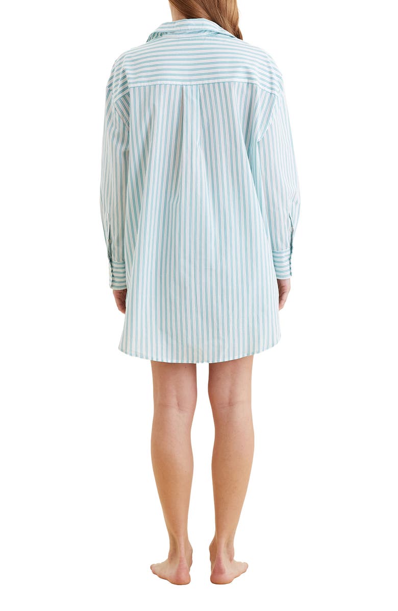 Papinelle Double Stripe Short Cotton Pajamas, Alternate, color, White/ Blue Turquoise Stripe