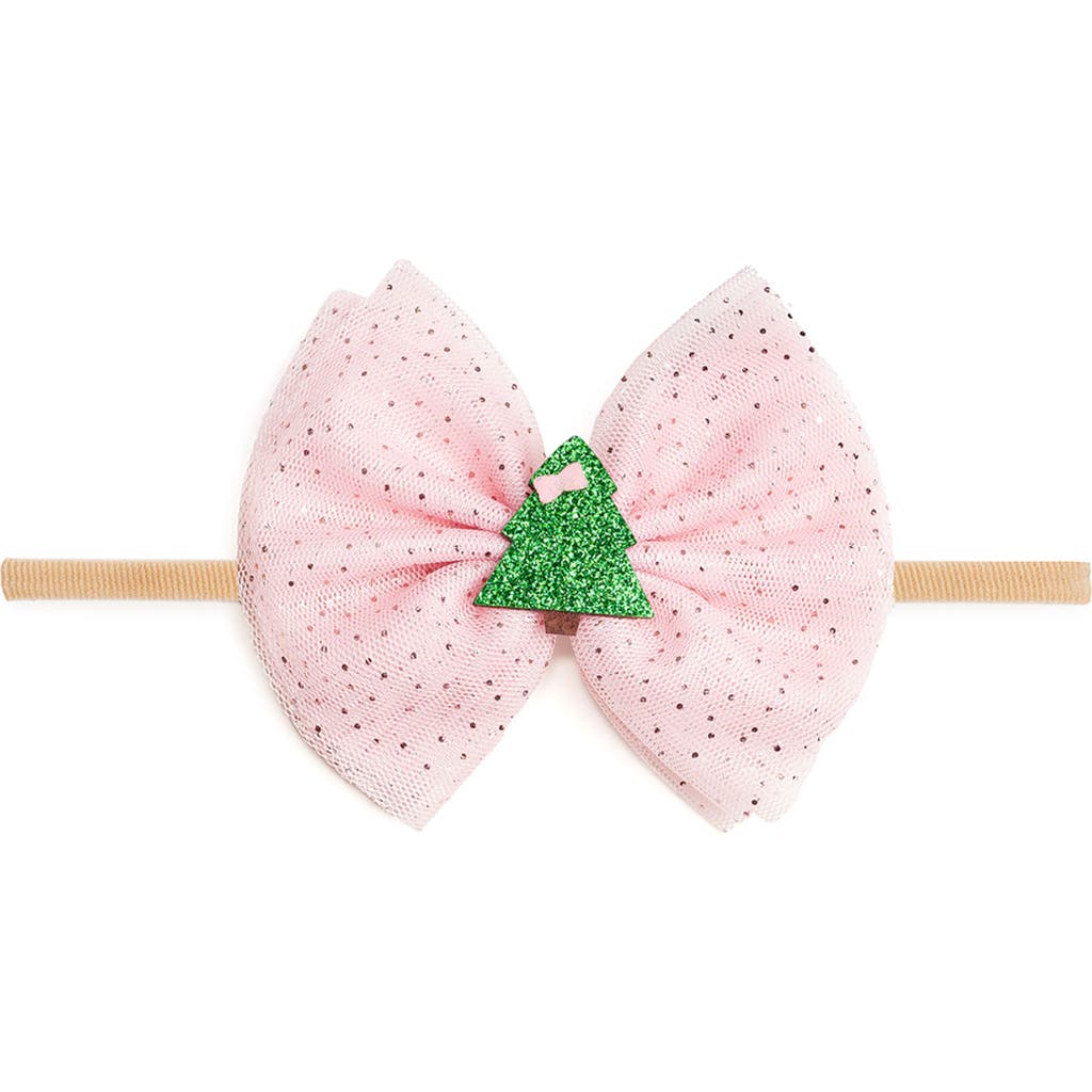 Sweet Wink Christmas Tree Tulle Bow Baby Headband In Pink