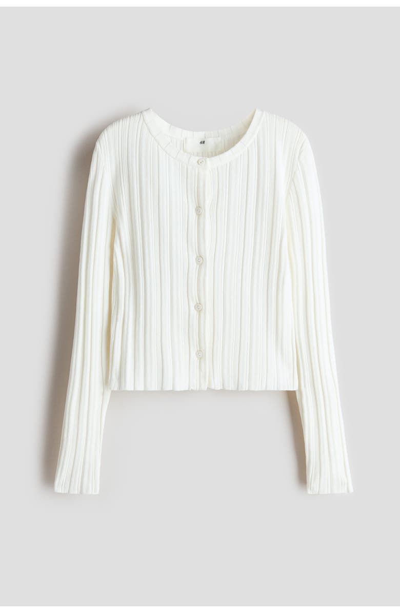 H&M Rib-knit Cardigan, Main, color, Cream