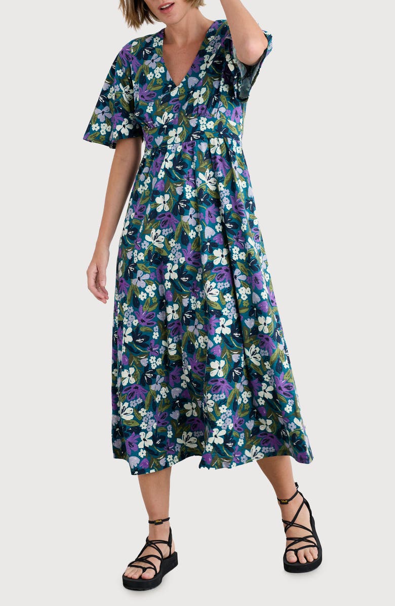 Seasalt Cornwall Chateaux Floral Organic Cotton Maxi Dress, Main, color, Crayon Floral Dark Drift