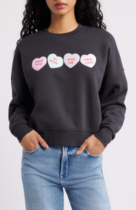 Mini Hearts Fleece Graphic Sweatshirt