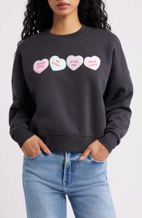 Vinyl Icons Mini Hearts Fleece Graphic Sweatshirt