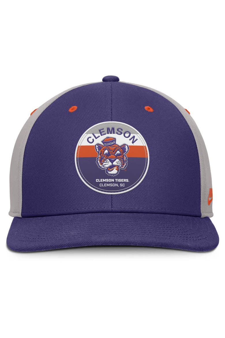 Men's Nike Purple/Gray Clemson Tigers Prep Pro Performance Snapback Hat, Alternate, color, Purple
