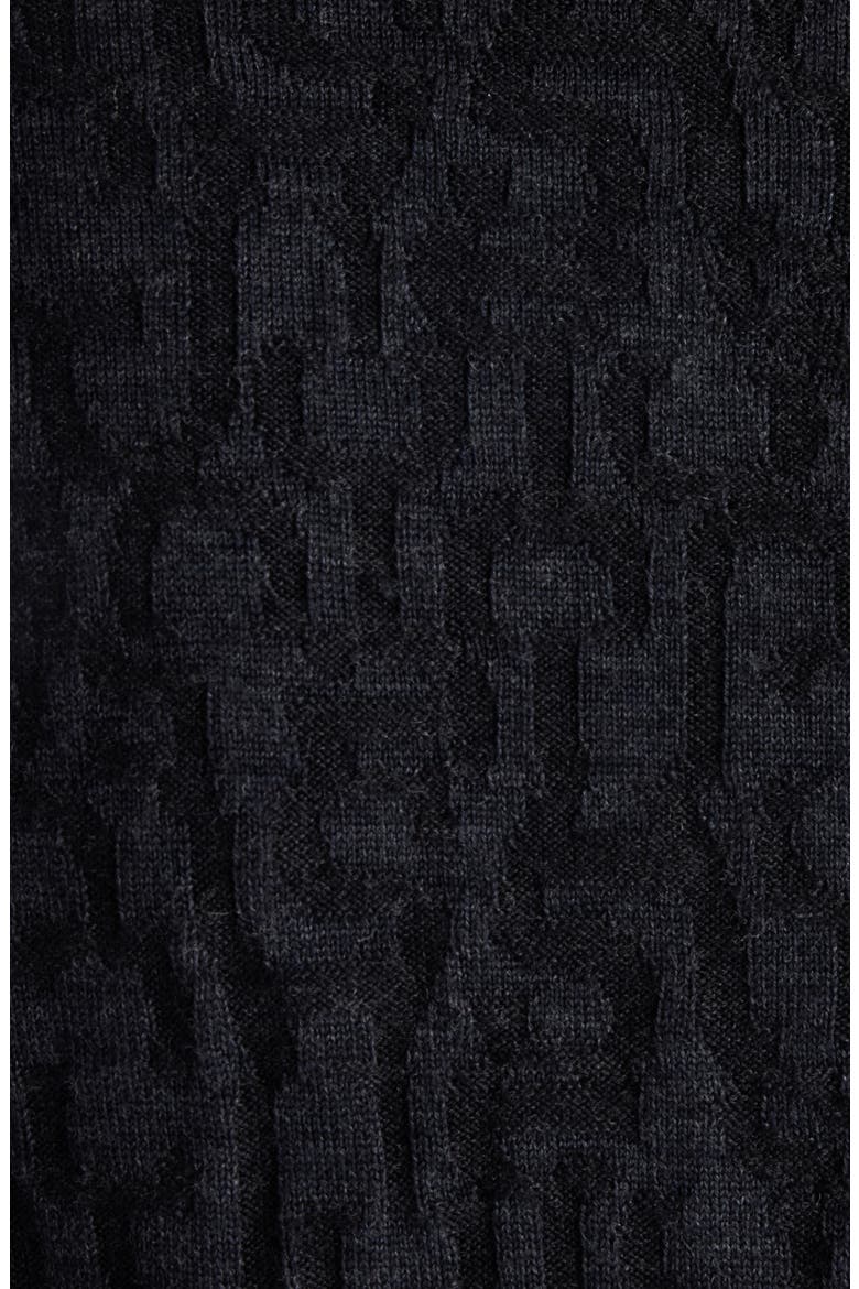 Debossed Zip-Up Wool Cardigan, Alternate, color, BLACK/ GREY