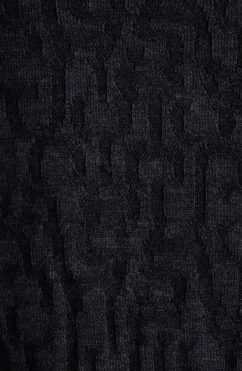 Acne Studios Debossed Zip-Up Wool Cardigan, Alternate, color, Black/ Grey