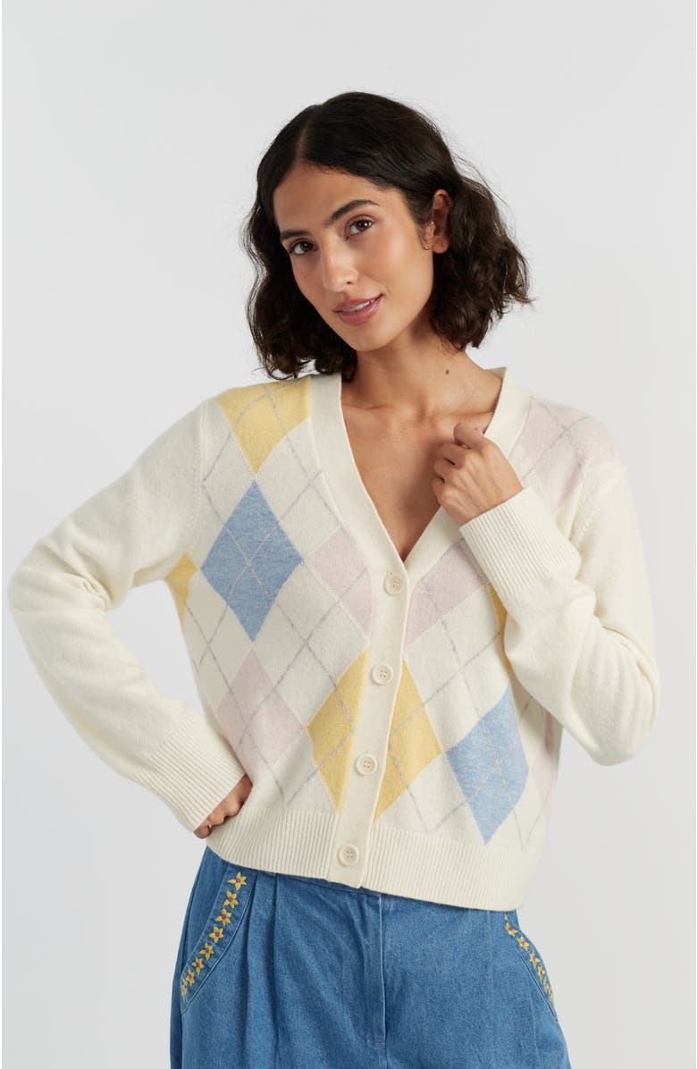 Chinti & Parker Wool-Cashmere Argyle Cardigan, Main, color, Cream