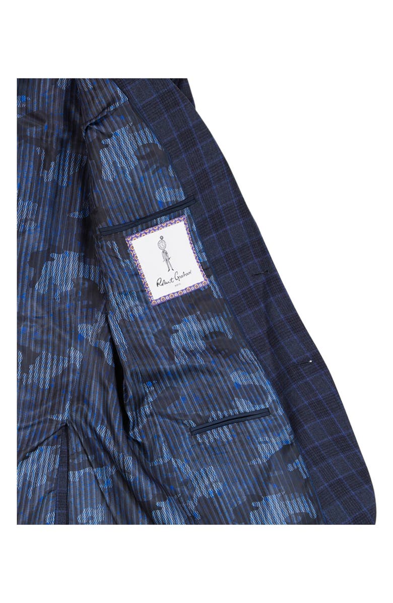 Robert Graham Kipton Windowpane Plaid Wool Blend Sport Coat, Alternate, color, Navy