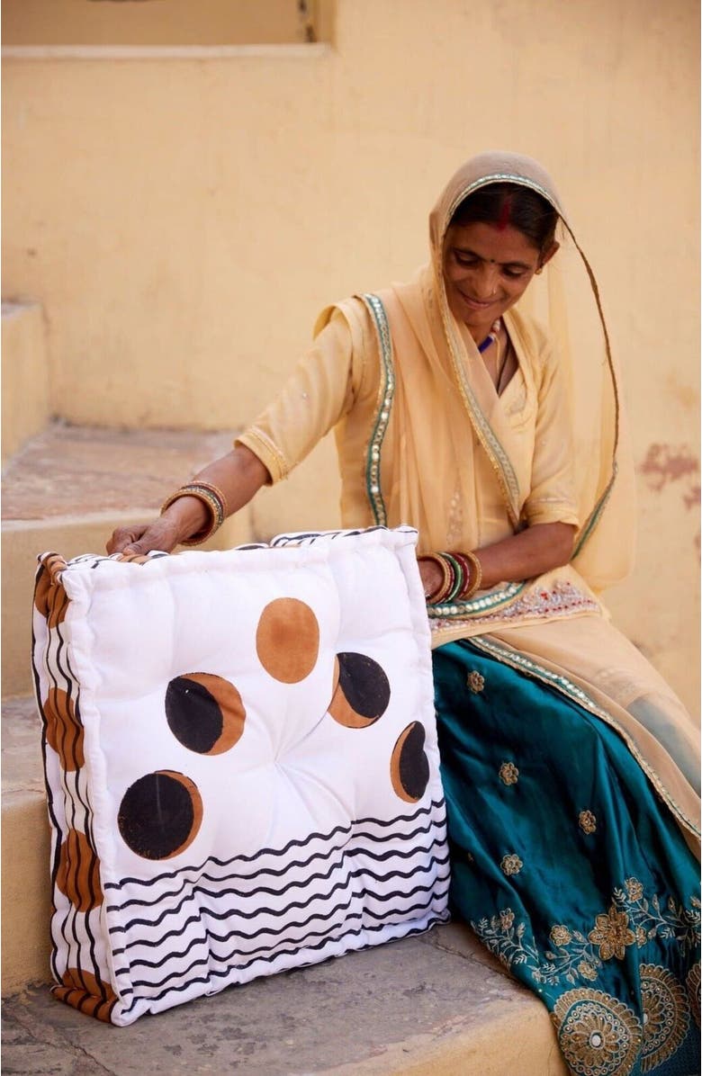 CQC LA Ascension Floor Cushion Reverse, Alternate, color, White, Brown, Orange