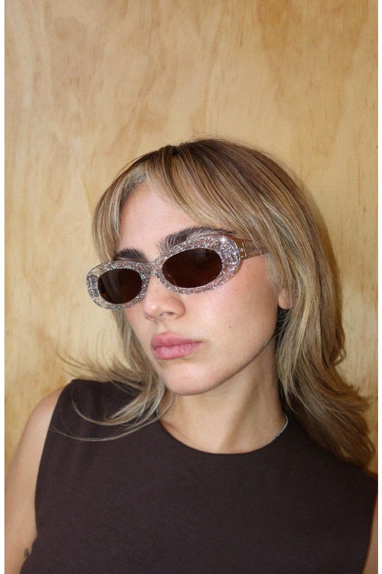 SoHo Oval Polarized Sunglasses, Alternate, color, Silver