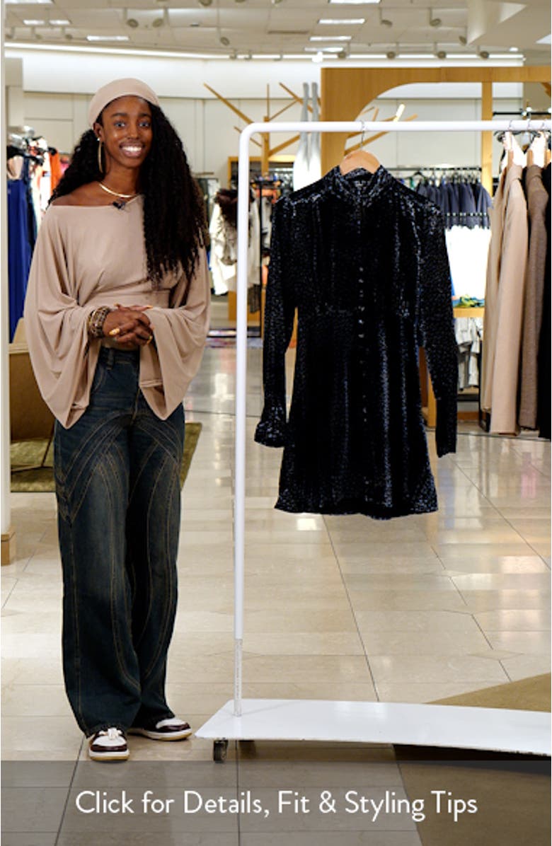 Lila Floral Long Sleeve Velvet Cocktail Dress, sales video thumbnail