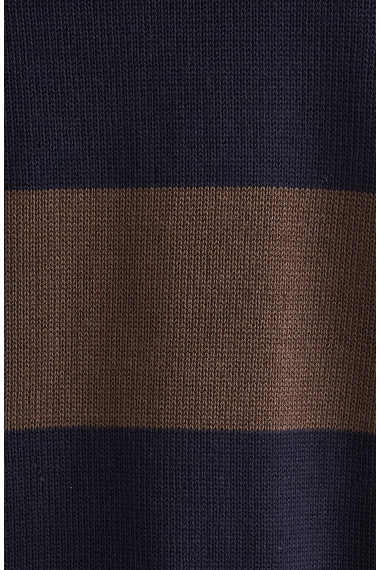 Stripe Logo Knit Cotton Hoodie, Alternate, color, BLUE/ BROWN