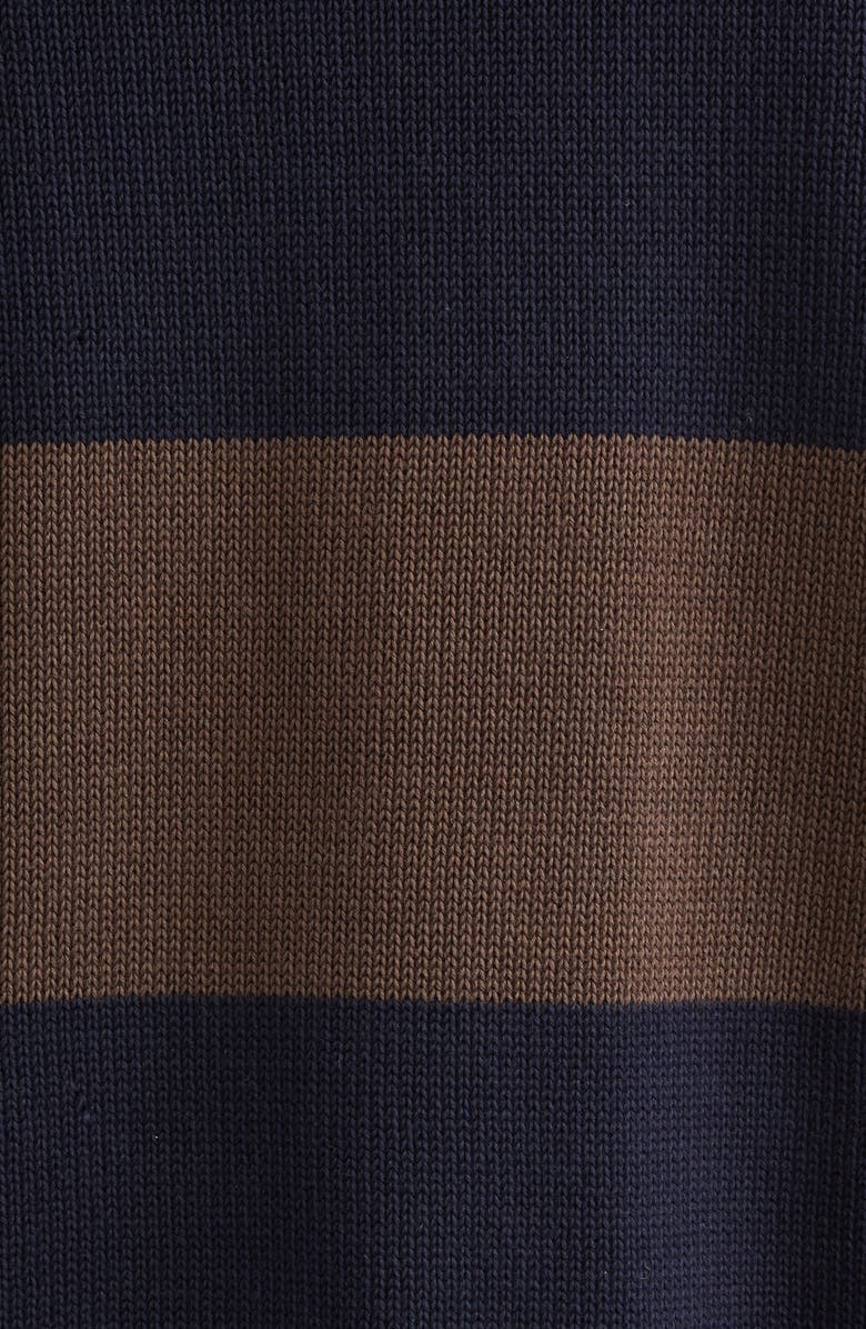 Moncler Stripe Logo Knit Cotton Hoodie, Alternate, color, 