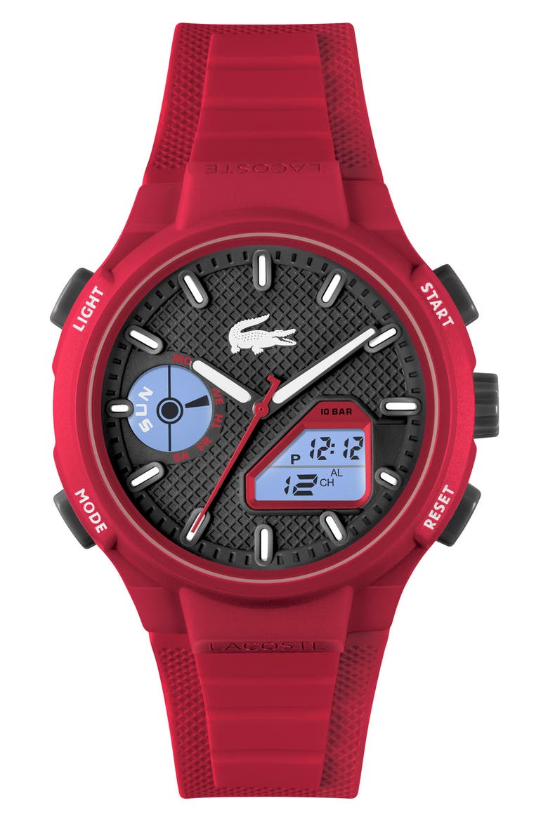 LC33 Silicone Strap Watch, 45mm, Alternate, color, BLACK