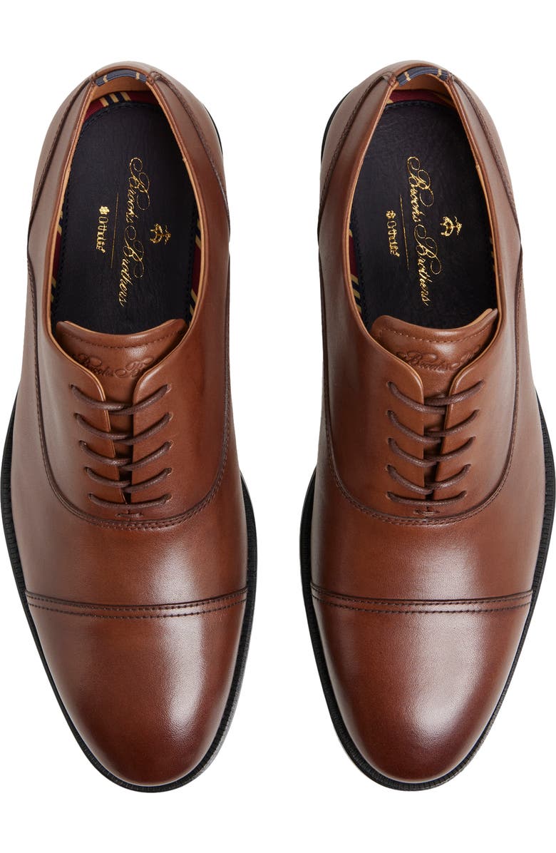 Brooks Brothers Cassel Cap Toe Oxford, Alternate, color, Cognac Leather Smooth
