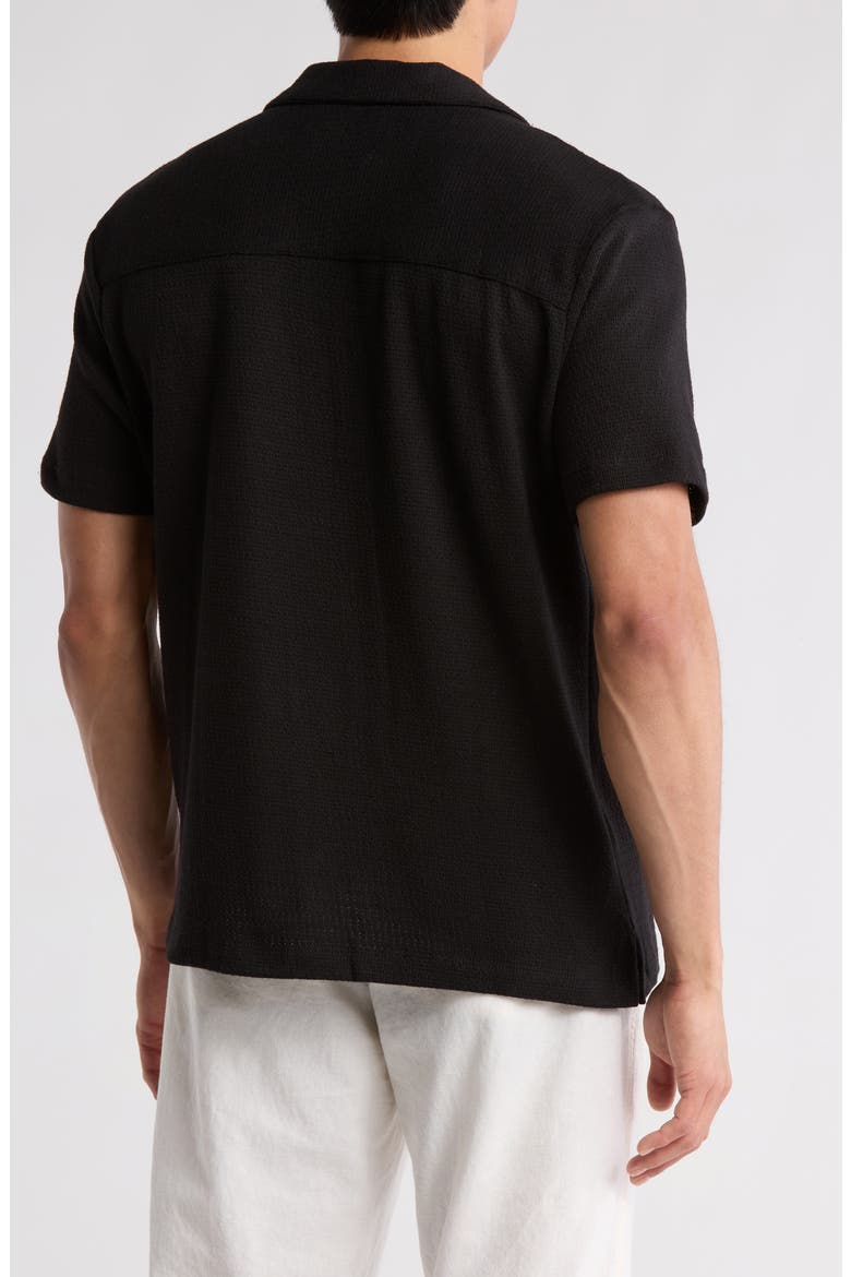 Relaxed Textured Camp Shirt, Alternate, color, BLACK