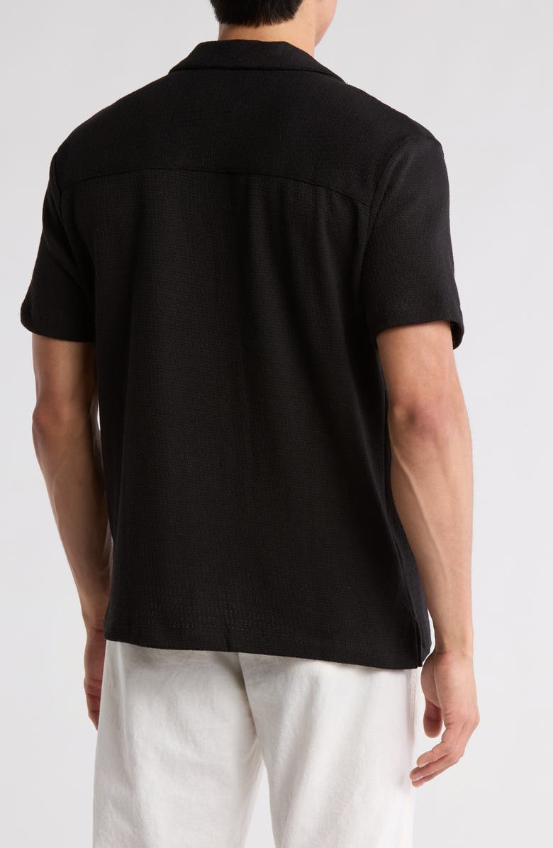 DENIM AND FLOWER Relaxed Textured Camp Shirt, Alternate, color, Black