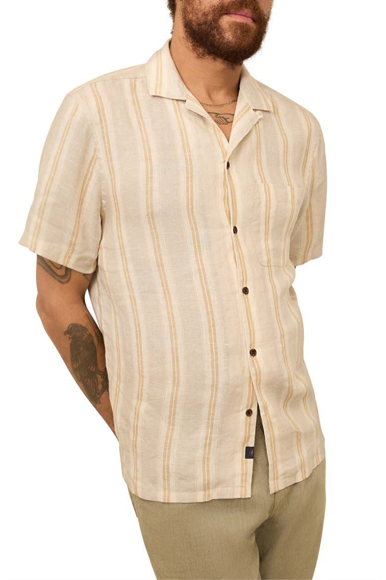 Laguna Stripe Linen Camp Shirt, Main, color, OAK ISLAND STRIPE