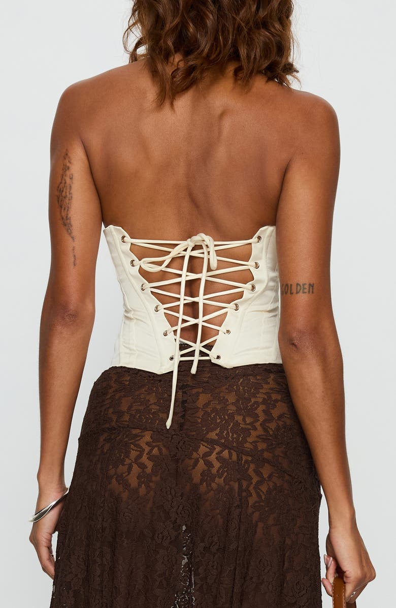 Princess Polly Afelia Lace-Up Strapless Corset Top, Alternate, color, White