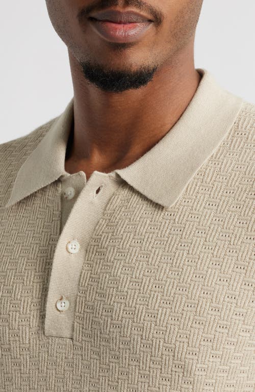 Open Edit Texture Polo Sweater In Beige Birch