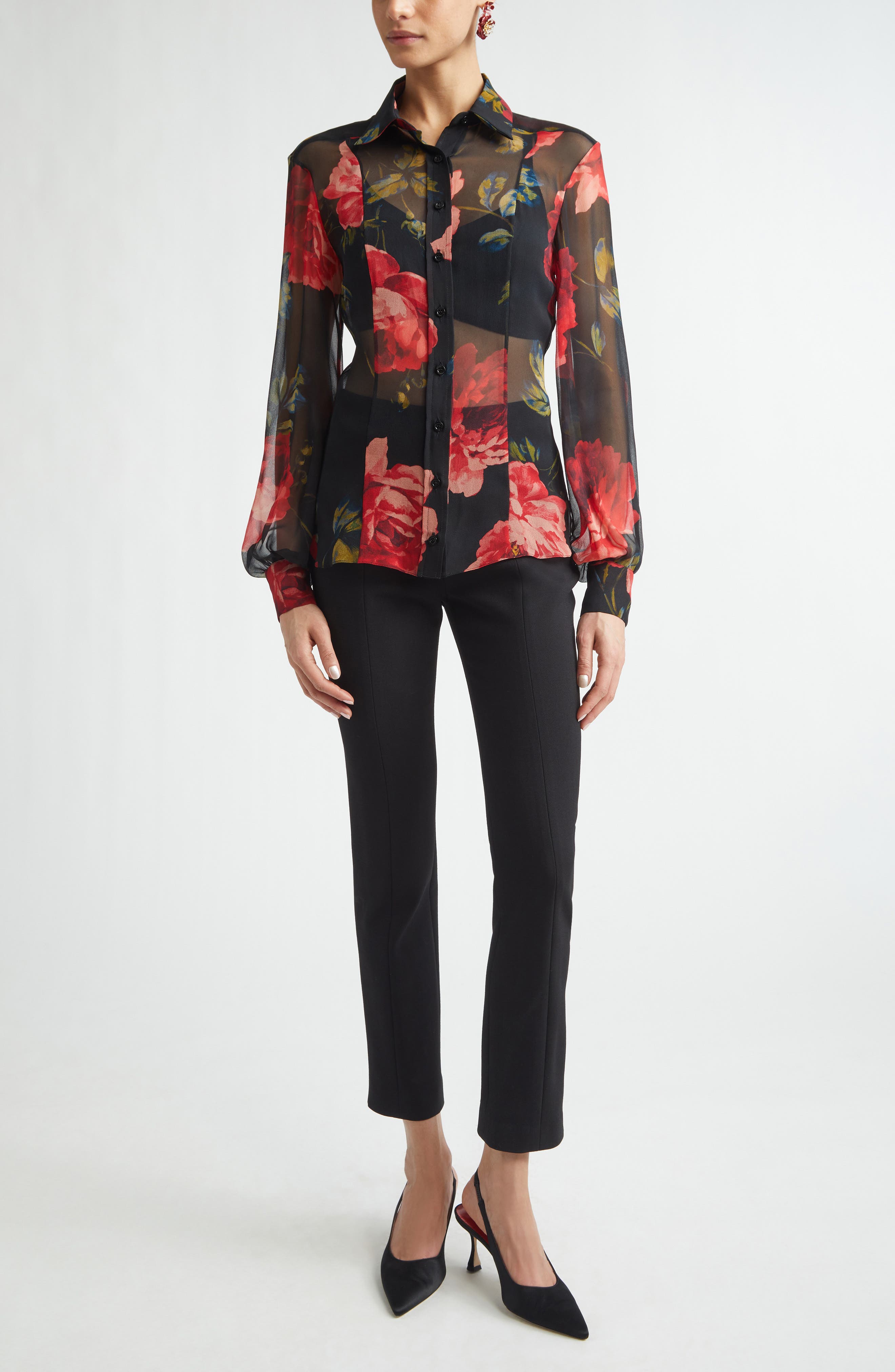 Isabella Sheer Silk Chiffon Button-Up Shirt - image 2