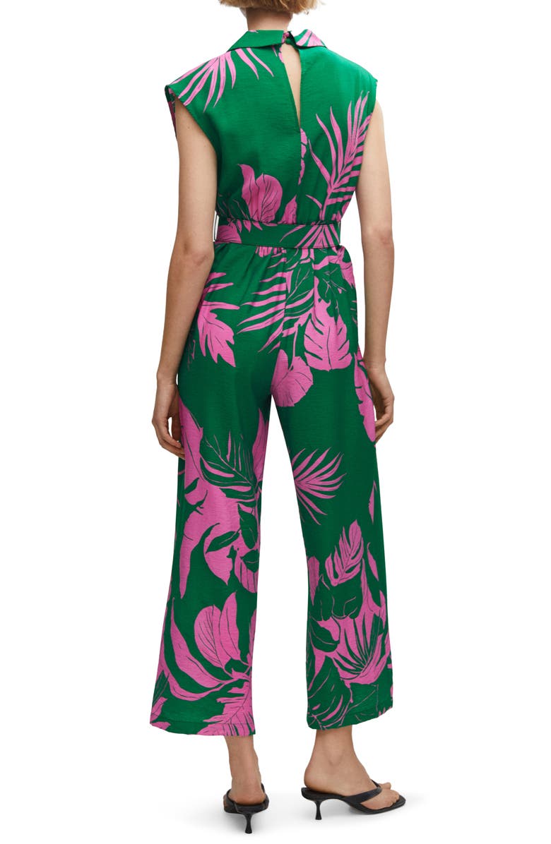 MANGO Print Belted Wide Leg Jumpsuit, Alternate, color, 