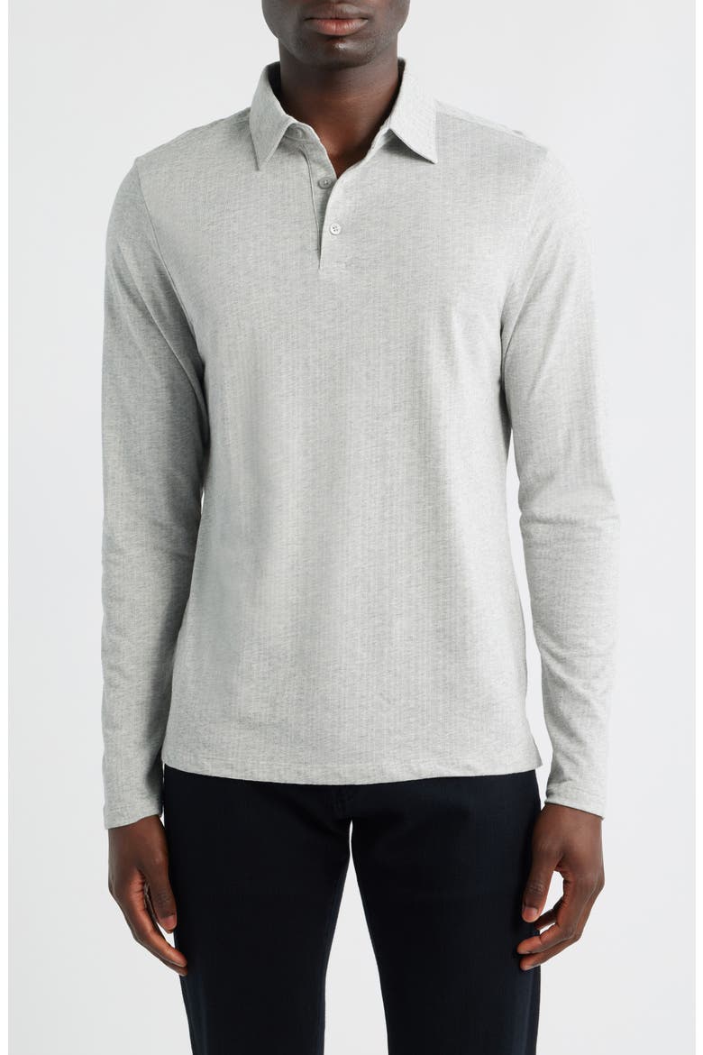 Monolif Stripe Long Sleeve Polo, Main, color, LIGHT GREY