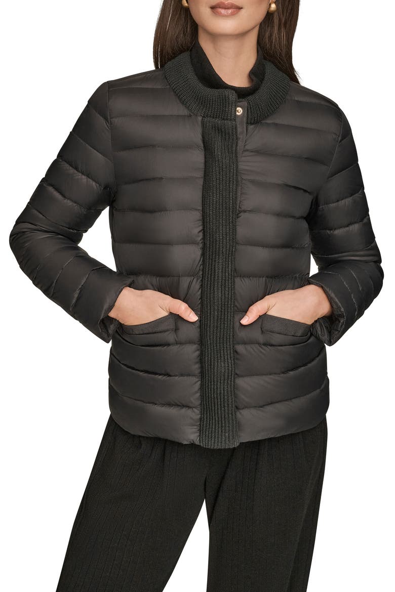 Nylon Down Jacket, Main, color, BLACK