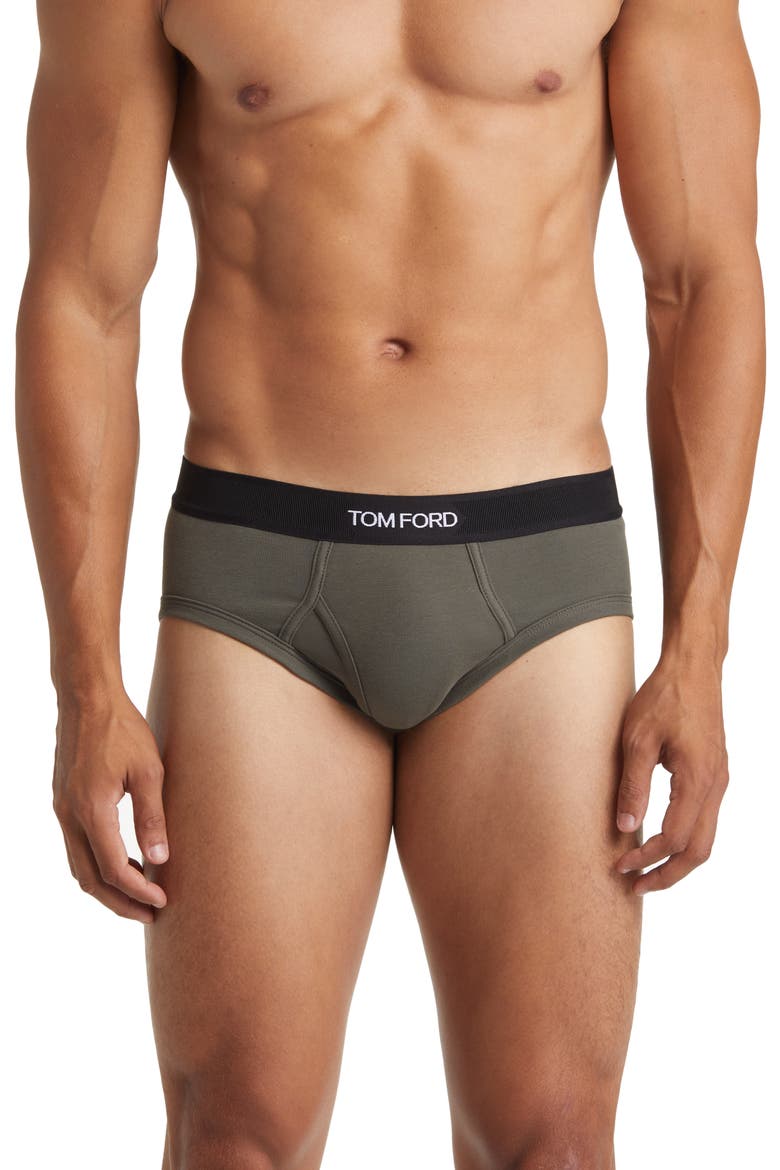 Cotton Stretch Jersey Briefs, Main, color, 302 MILITARY GREEN