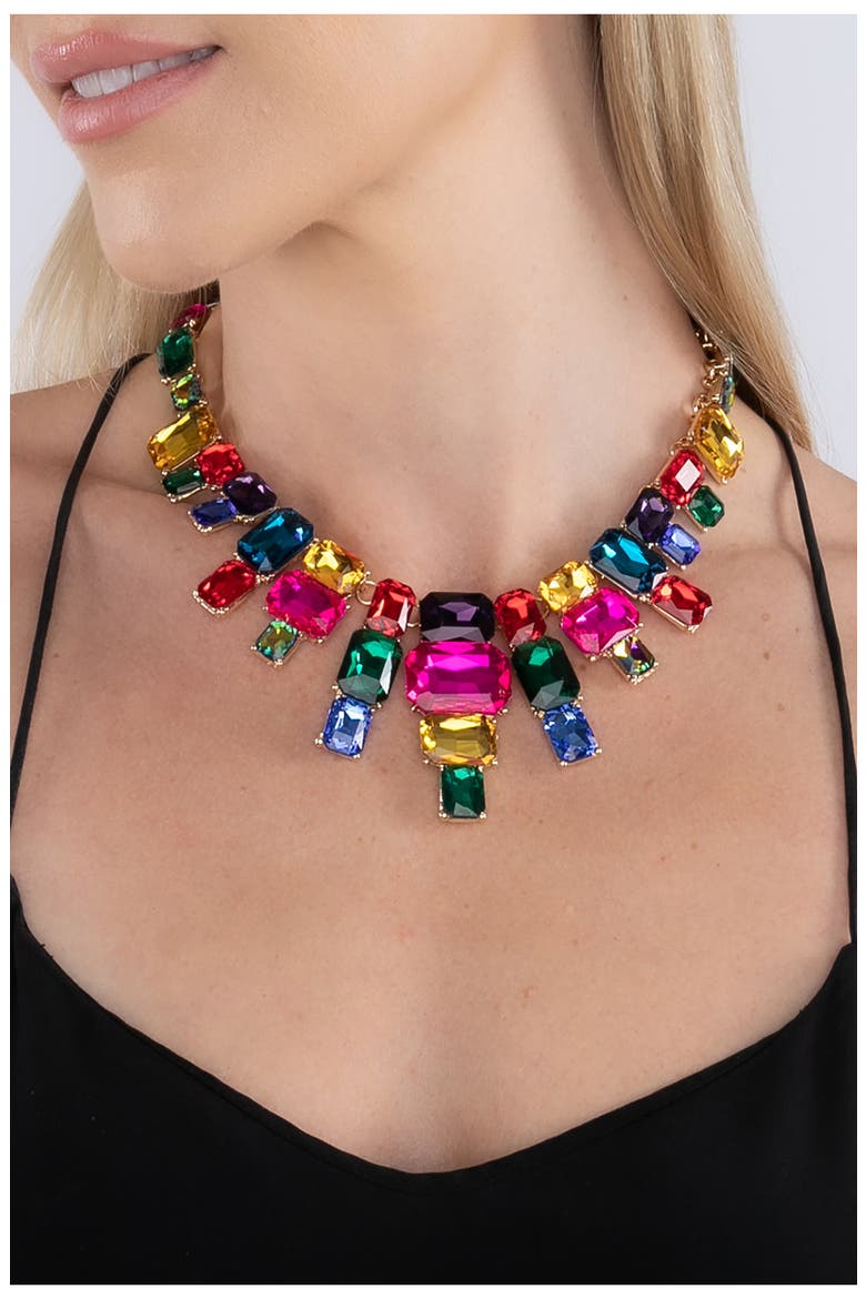 Jamie Rainbow Crystal Statement Necklace, Alternate, color, PINK