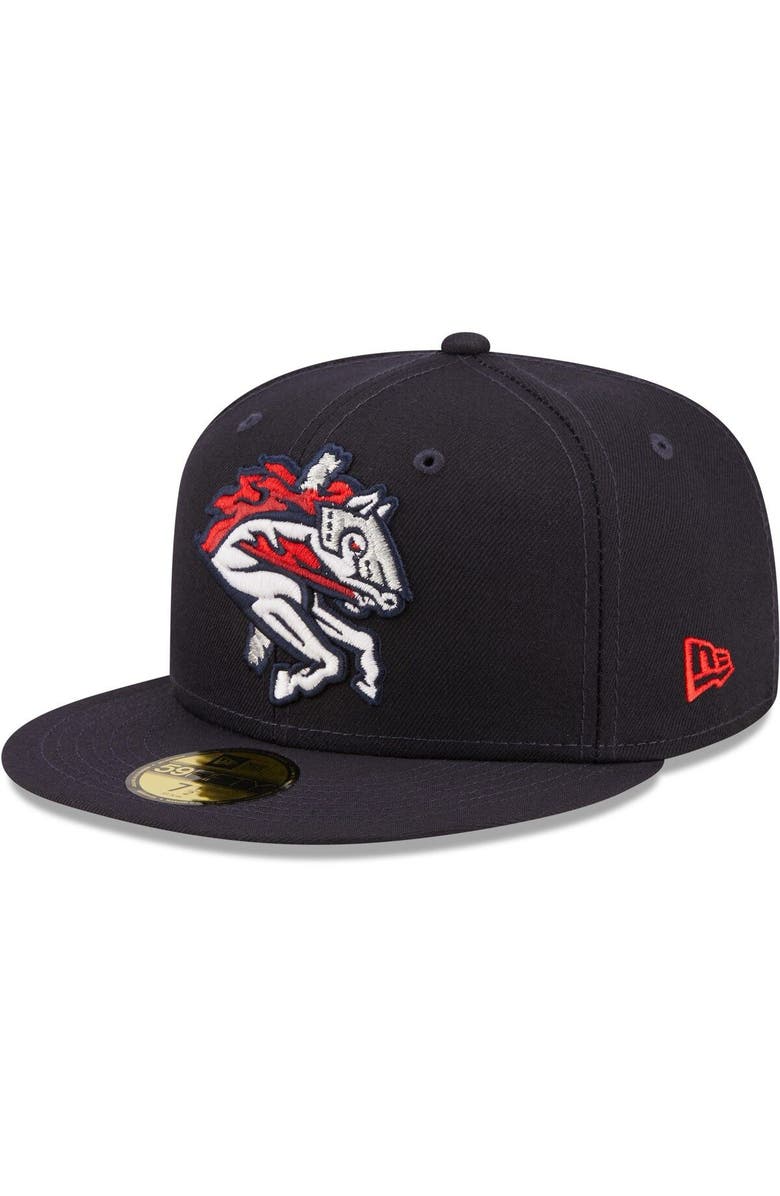 New Era Men's New Era Navy Binghamton Rumble Ponies Authentic Collection 59FIFTY Fitted Hat, Main, color, 