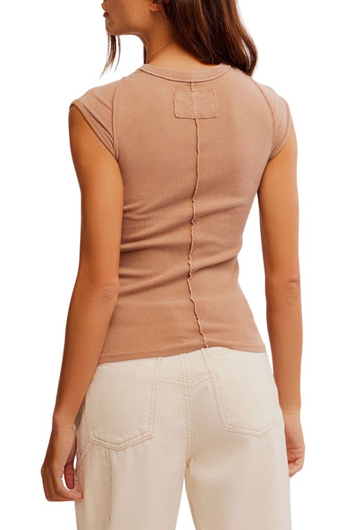 Free People Ever Had Cap Sleeve Cotton T-shirt In Macchiato