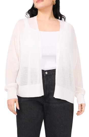 Vince Camuto Tissue Knit Cardigan In Bright White
