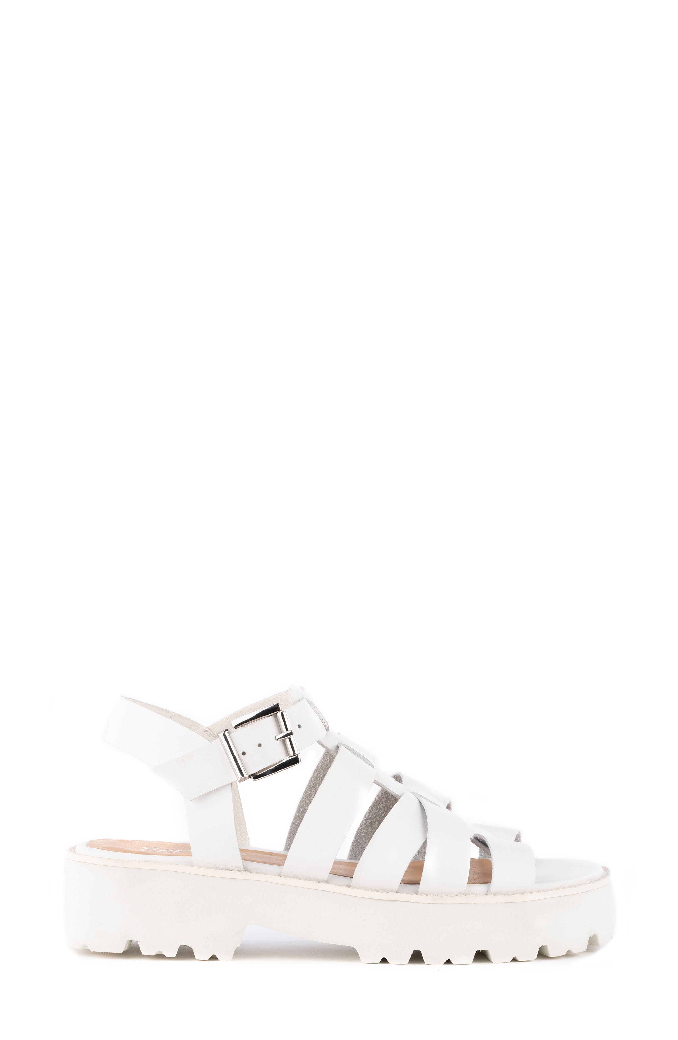 On the Road Platform Sandal, Alternate, color, WHITE LEATHER