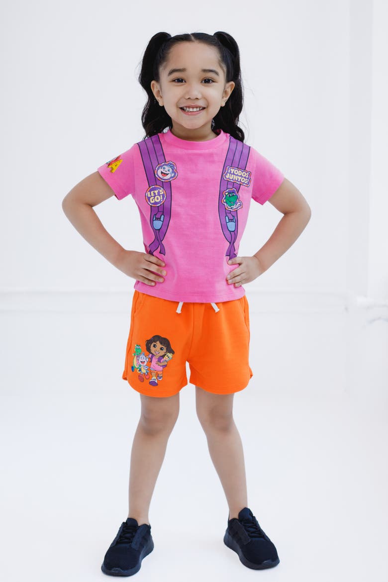 2-Piece Tee and Shorts Set, Alternate, color, Dora Pink Orange
