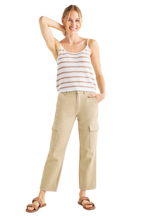 Splendid Luna Stripe Sweater Tank In Fawn/white