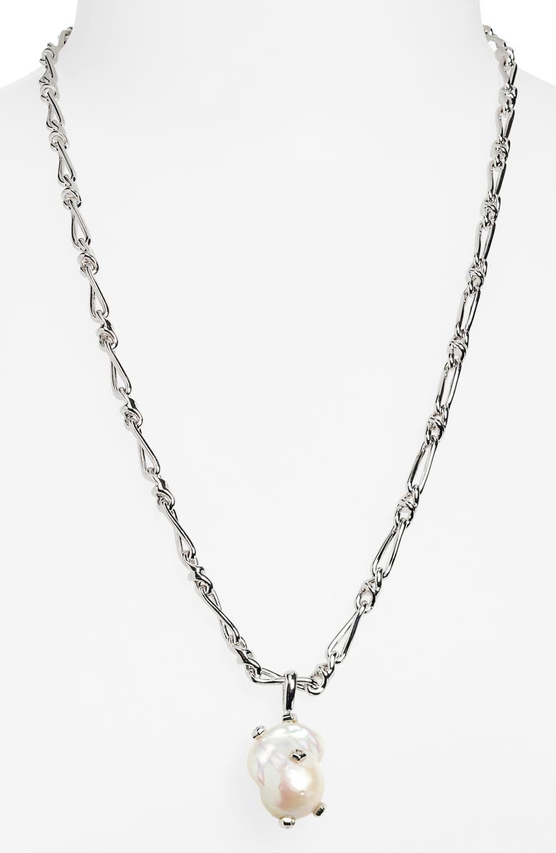 Kendra Scott Melody Freshwater Pearl Pendant Chain Necklace, Alternate, color, Silver White Pearl