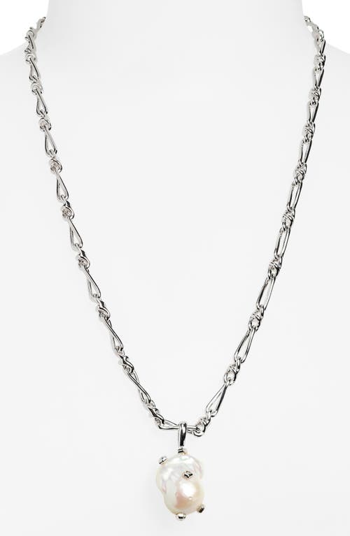 Kendra Scott Melody Freshwater Pearl Pendant Chain Necklace In Silver White Pearl